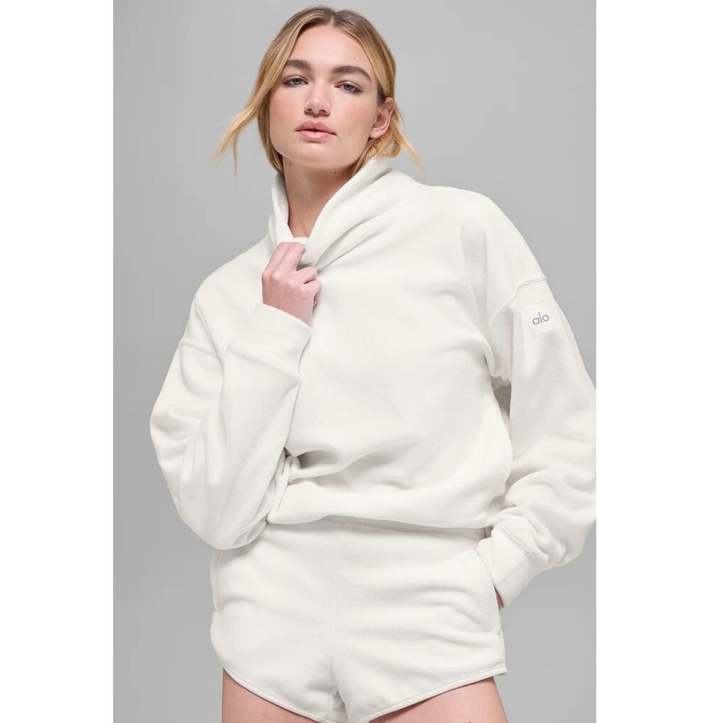 NWT Alo Yoga Polar Fleece Hazy Pullover Sweatshirt Sports Athleisure Size Large